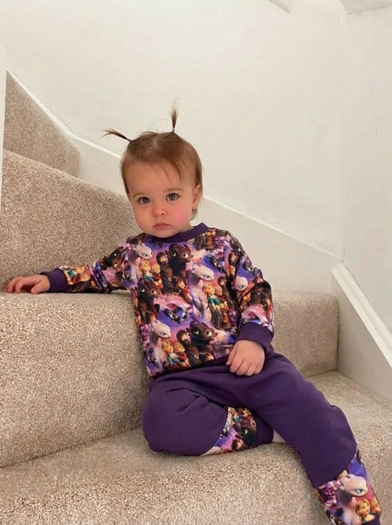 Apģērbu komplekts, Purpura Pūķis,74cm